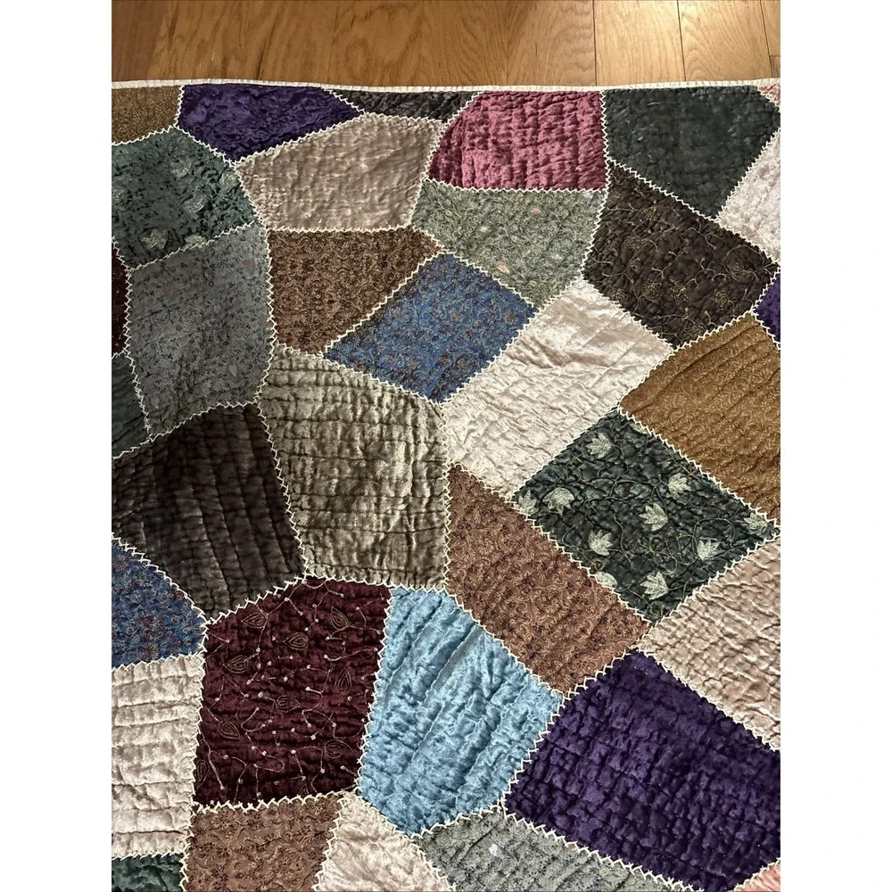 Elite Style Hand Crafted small Velvety  Patchwork Quilt Dimensions 48 X 60